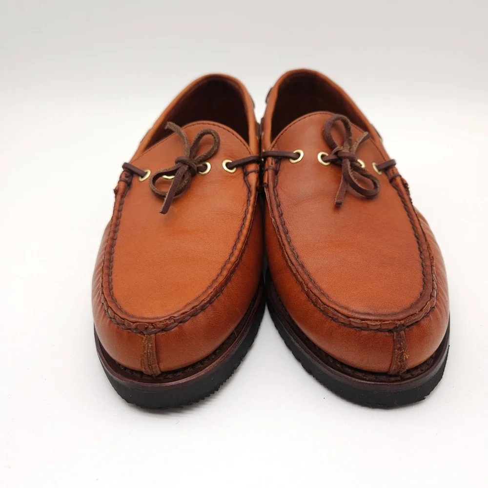 Allen Edmonds (Men's Size 8 D) Brown Leather Boat Shoes Classic Nautical Slip On